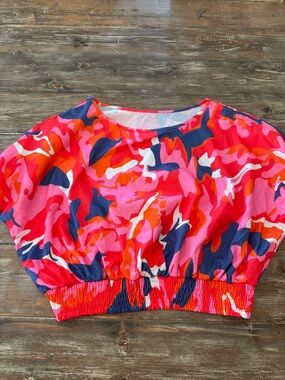 Vibrant Multicolor Cropped Blouse - Abstract Print